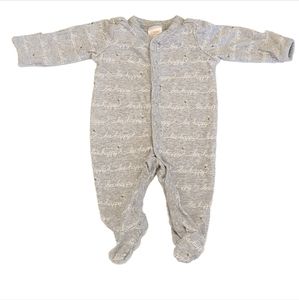 Gymboree 0-3 Months Footie With Snaps Mitten Cuffs In Bee Happy Gray one-piece